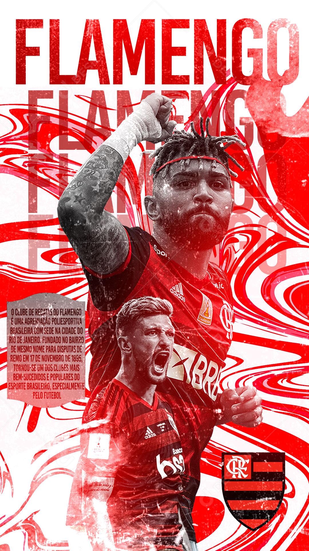Flyer Jogadores de Futebol Time Flamengo Social Media PSD Editável