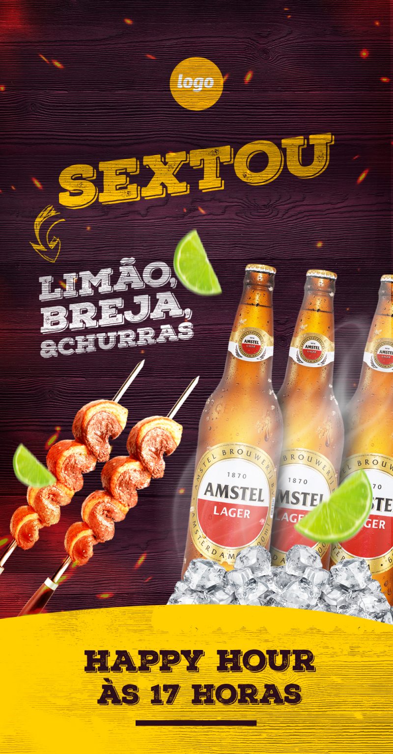 Sextou com Amstel Stories Social Media PSD Editável