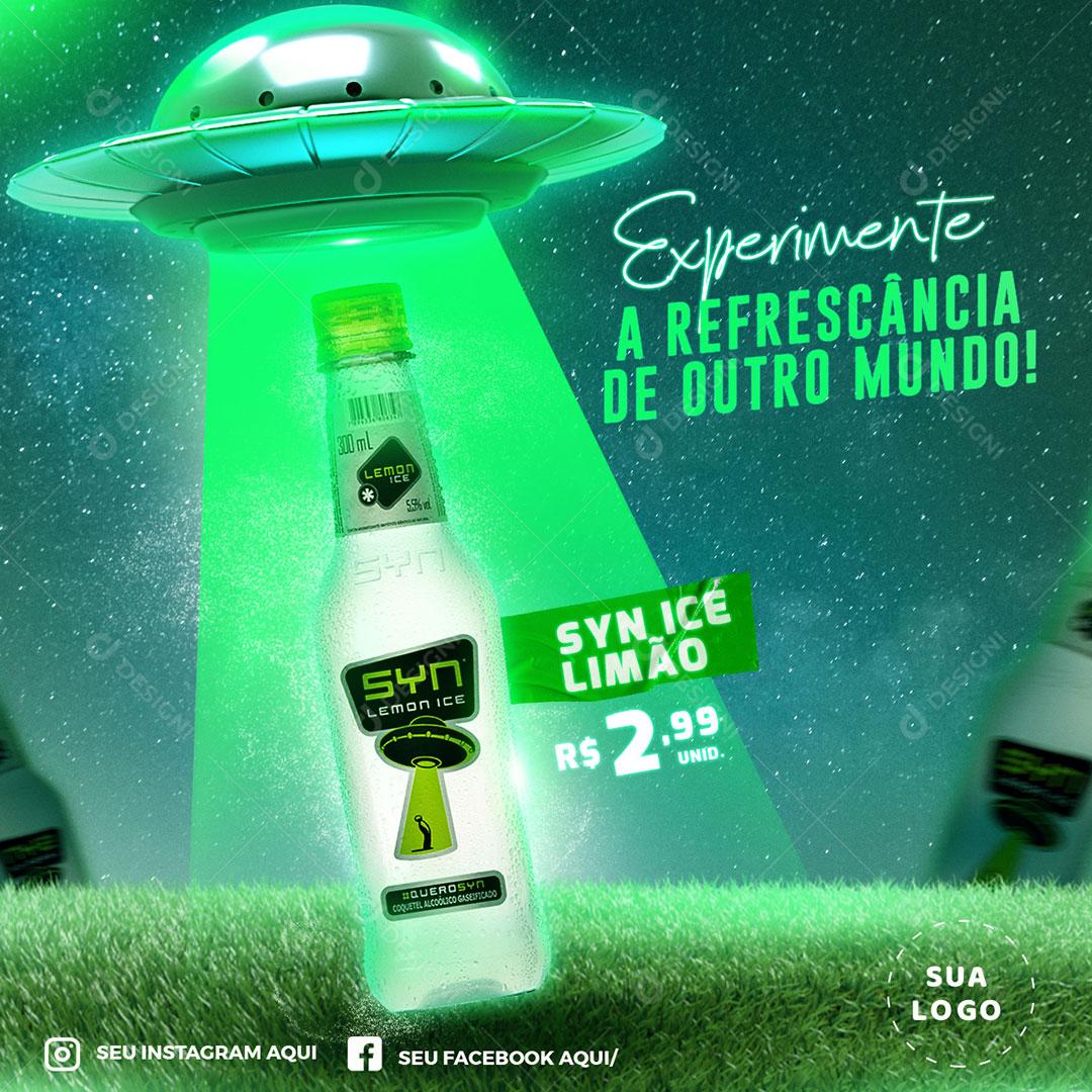 Post Feed Distribuidora Experimente a Refrescência De outro Mundo Social Media PSD Editável