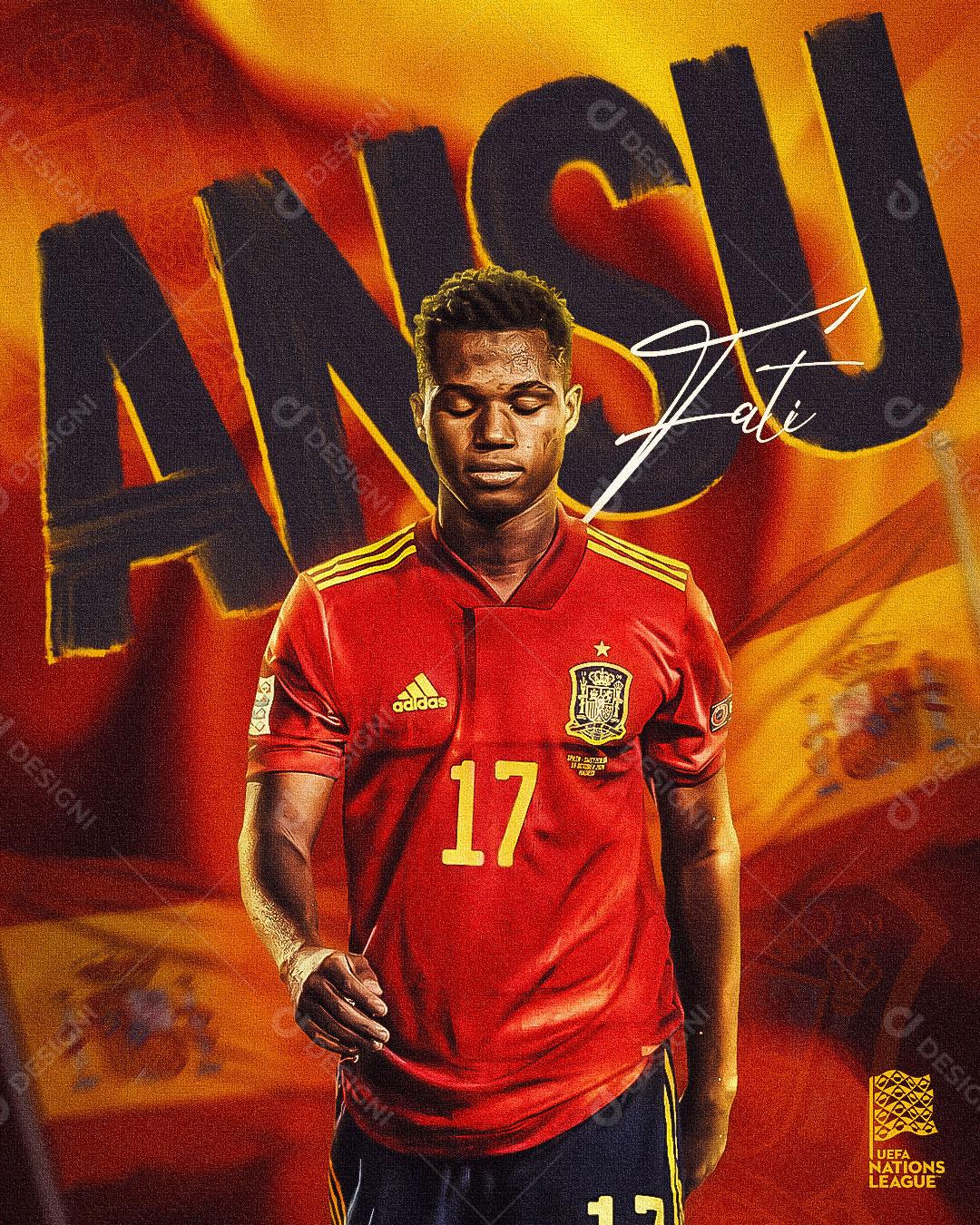 Flyer Jogador de Futebol Ansu Fati Social Media PSD Editável