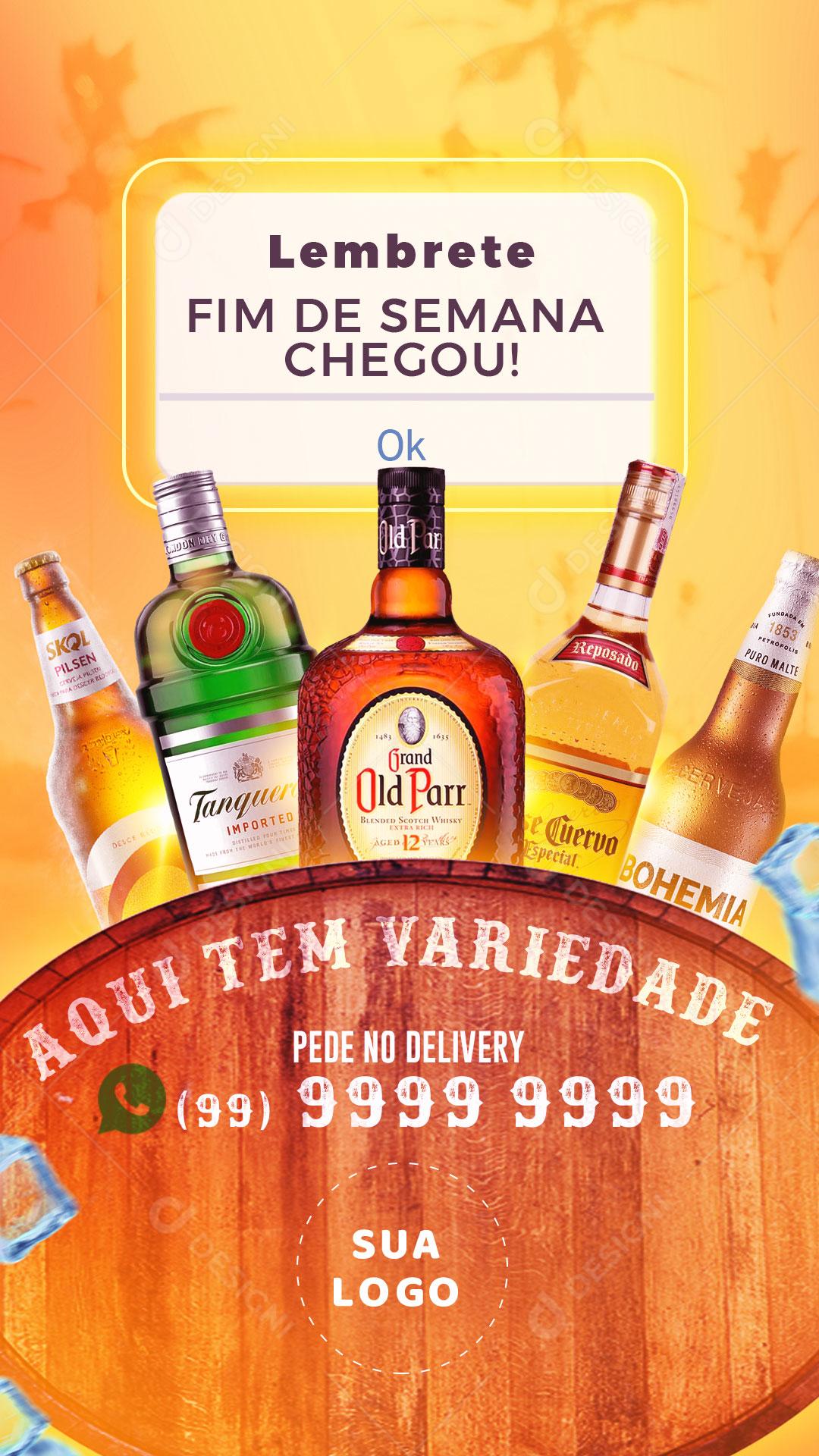 Story Fim De Semana Chegou Aqui Tem Variedade Social Media PSD Editável