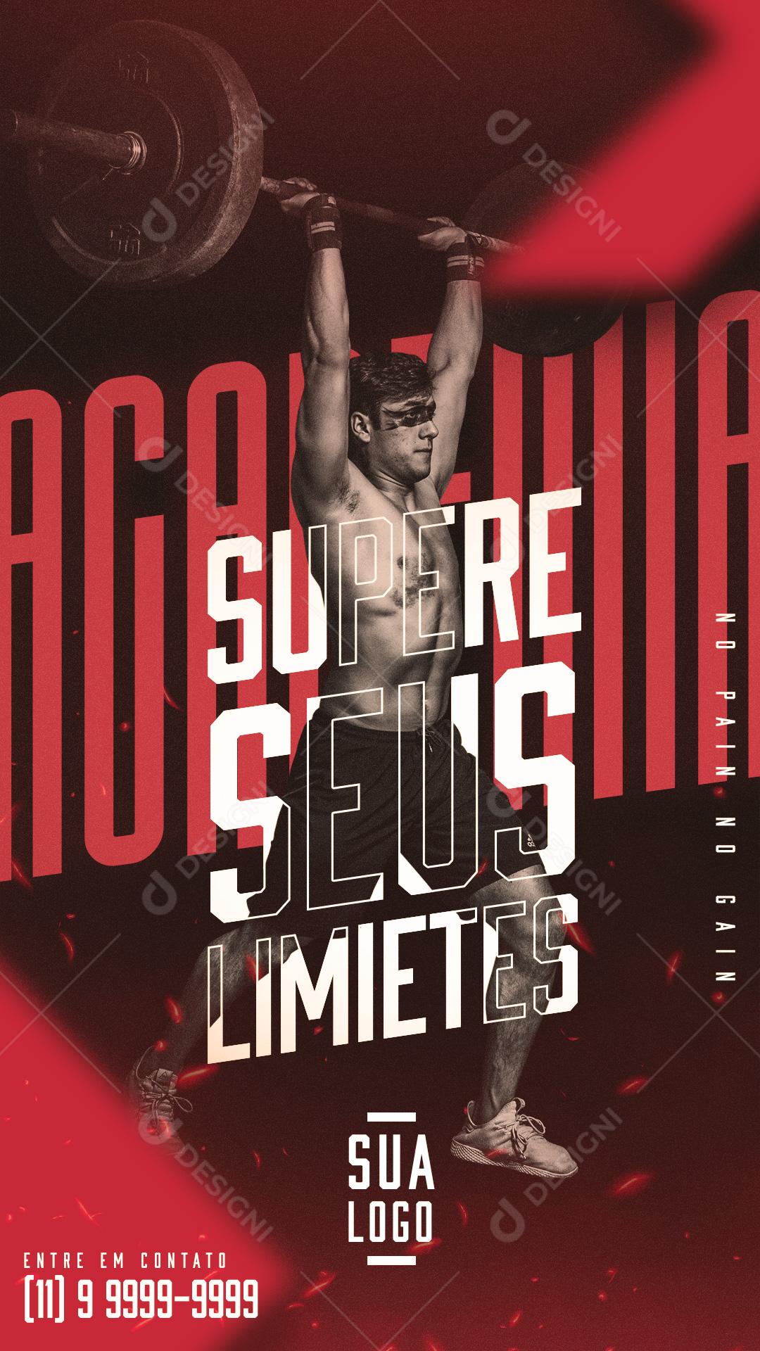 Supere Seus Limites Academia Social Media PSD Editável