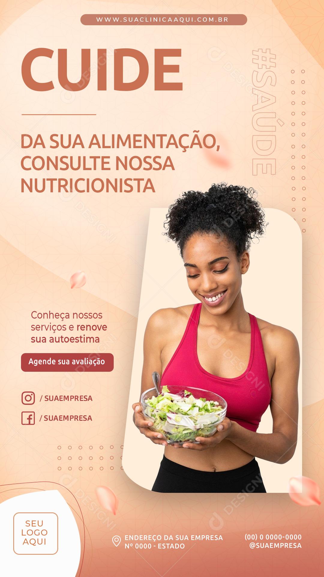 Post Story Cuide da Sua Alimentação Social Media PSD Editável