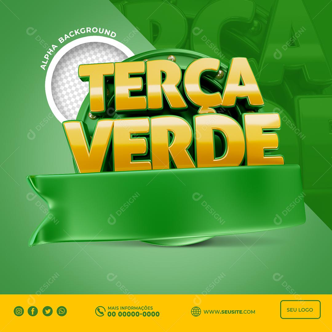 Terça Verde Selo 3D Para Composição PSD