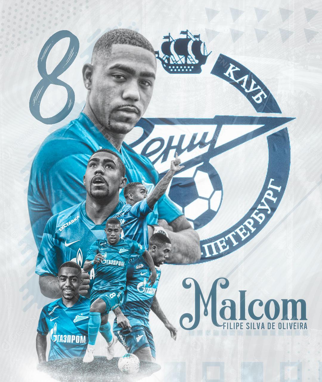 Flyer Jogador de Futebol Malcom Filipe Social Media PSD Editável