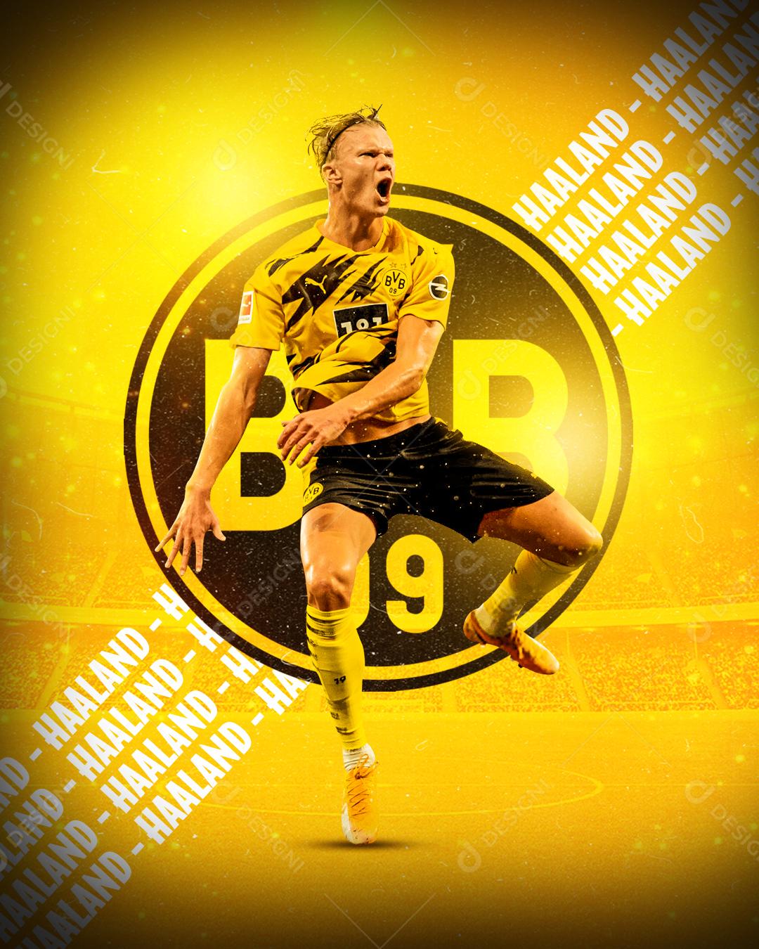 Erling Haaland Jogador de Futebol Flyer Social media PSD Editável