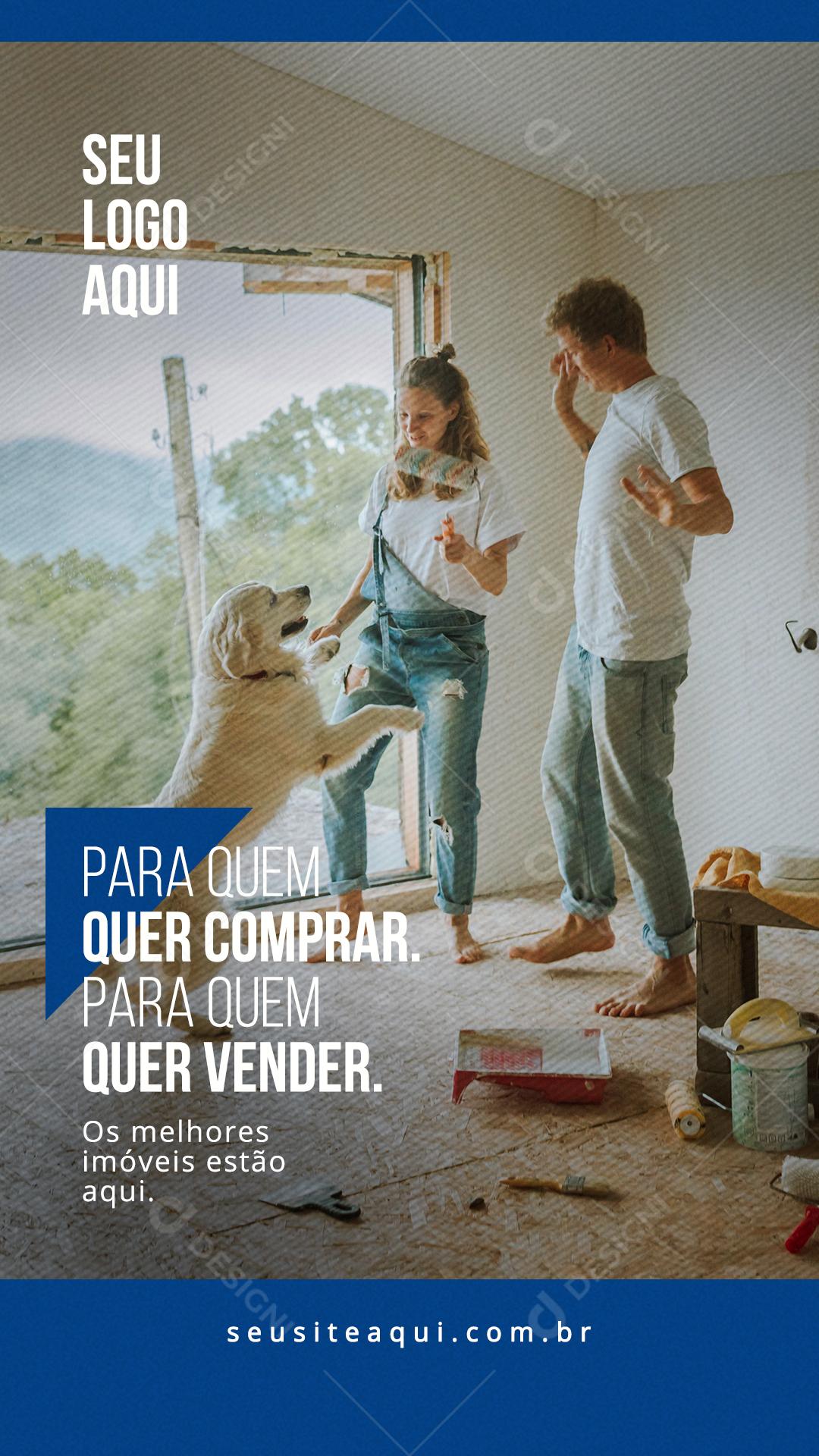Post Story Imobiliária Para Quem Quer Comprar Social Media PSD Editável
