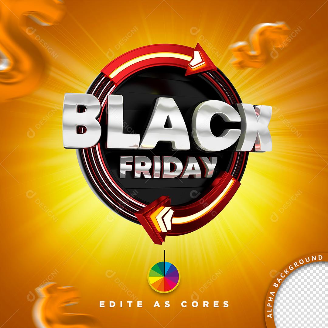 Selo 3D para Composição Black Friday PSD Cores Editáveis