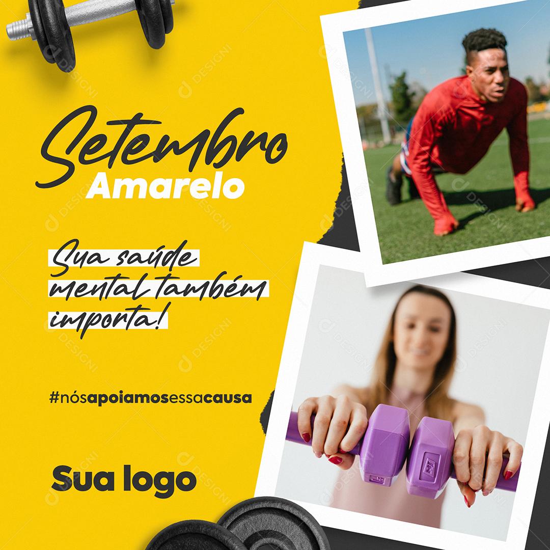 Post Feed Data Comemorativa Setembro Amarelo Sua Saúde Social Media PSD Editável