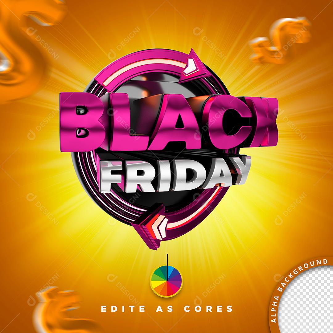 Selo 3D para Composição Black Friday PSD Cores Editáveis