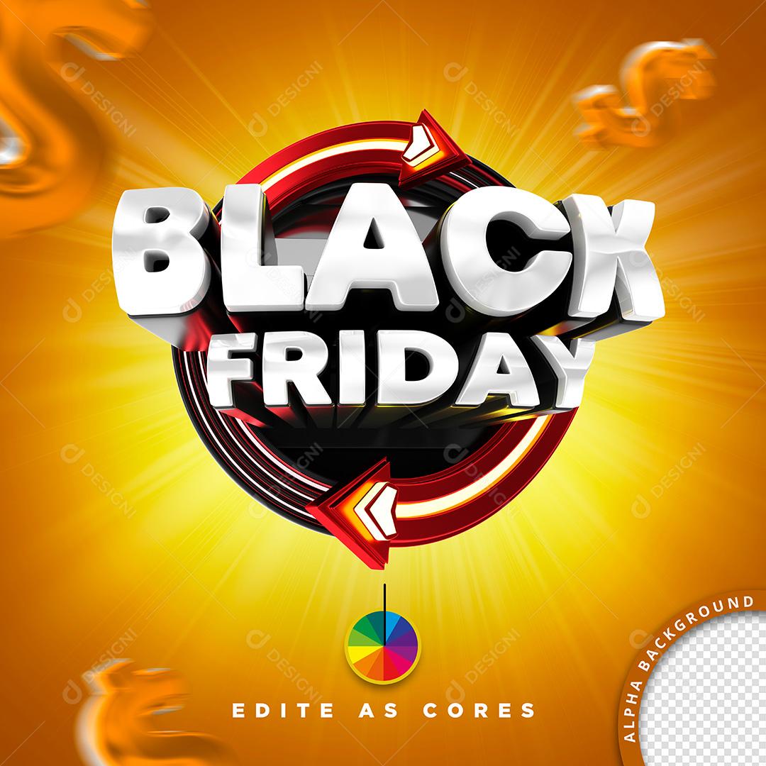 Selo 3D para Composição Black Friday PSD Cores Editáveis