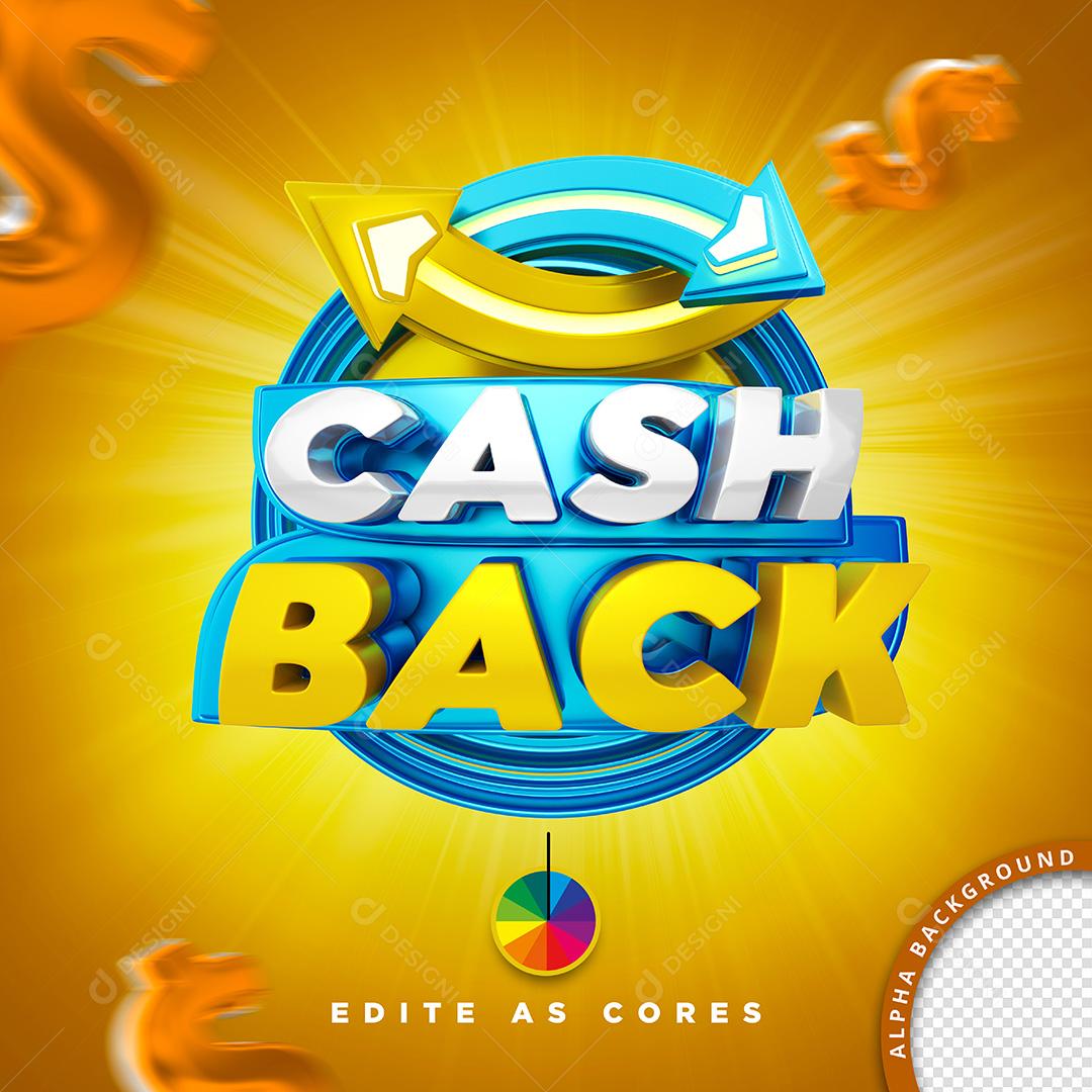 Selo 3D para Composição Cashback PSD Cores Editáveis