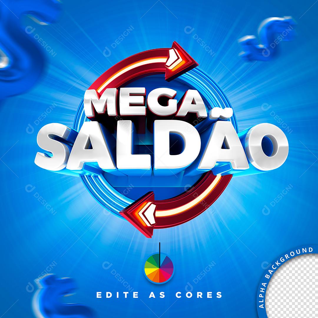 Selo 3D para Composição Mega Saldão PSD Cores Editáveis