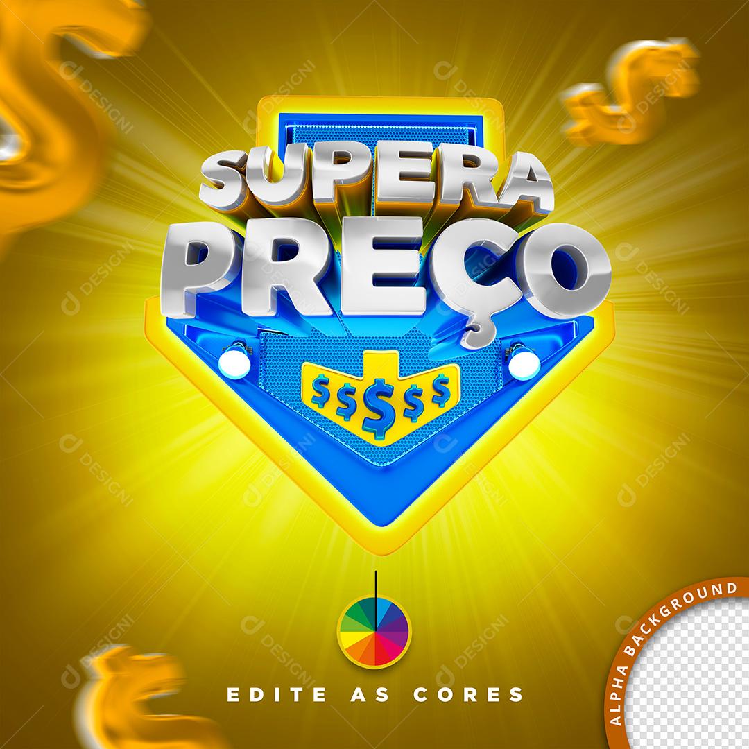 Selo 3D para Composição Supera Preço PSD Cores Editáveis
