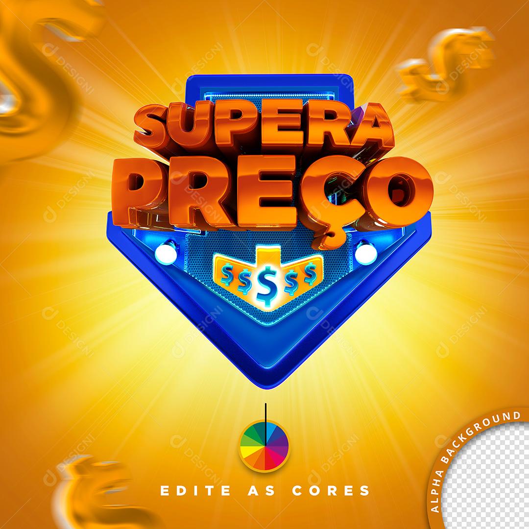 Selo 3D para Composição Supera Preço PSD Cores Editáveis