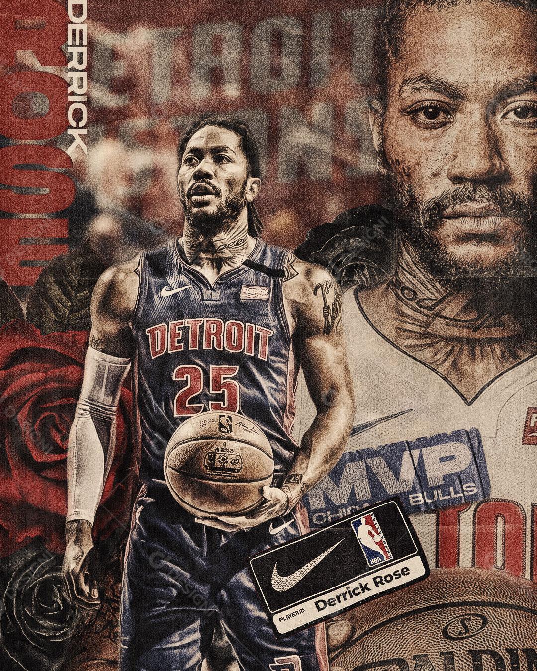 Rose Jogador de Basquete Social Media PSD Editável