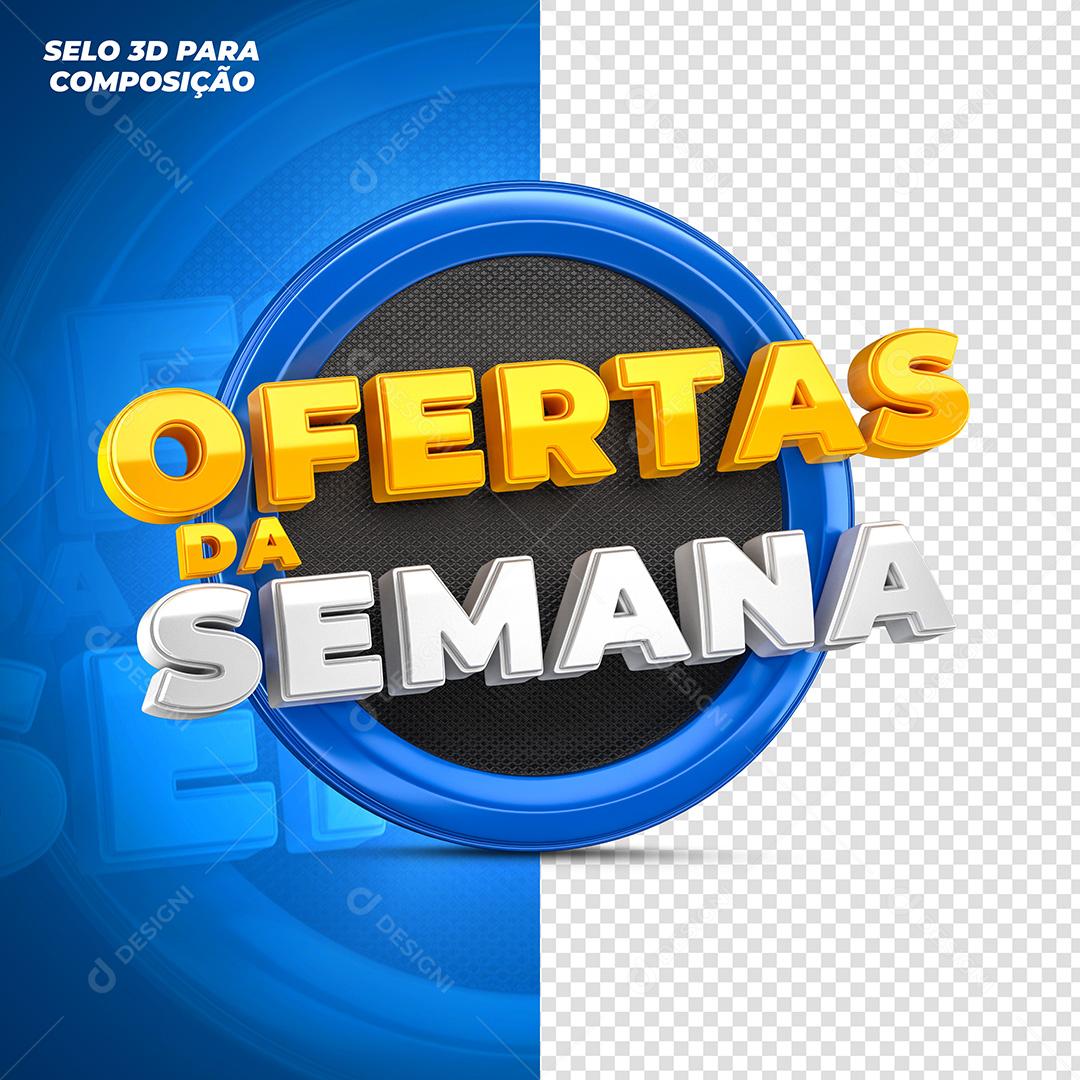 Selo 3D para Composição Ofertas da Semana Azul PSD