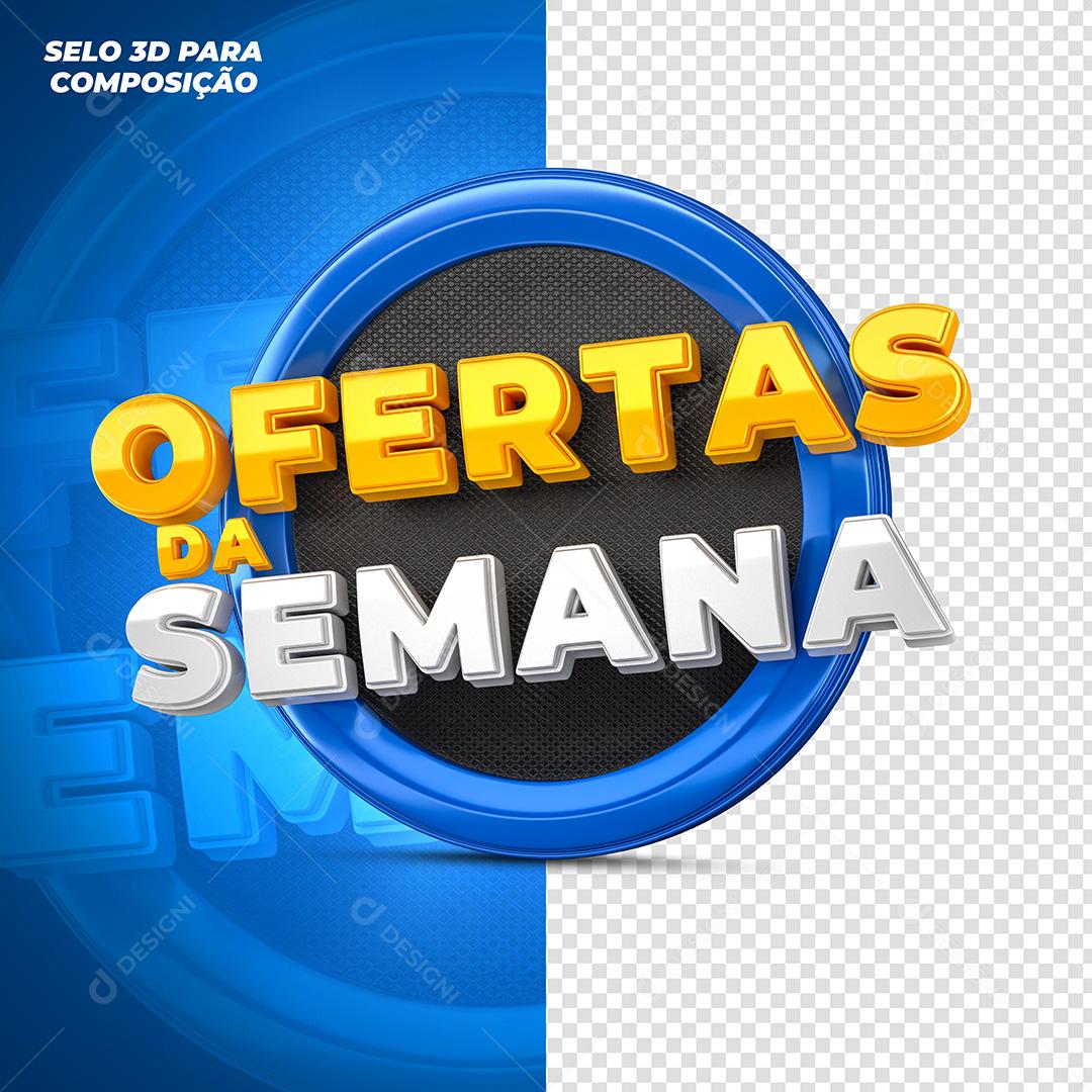 Selo 3D para Composição Ofertas da Semana Azul PSD