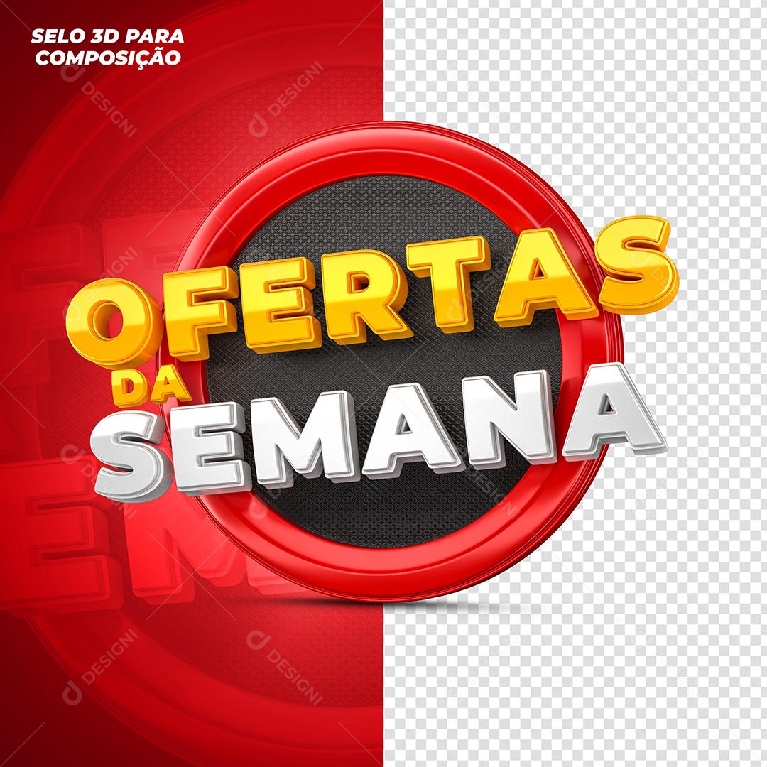 Selo 3D para Composição Ofertas da Semana Vermelho PSD