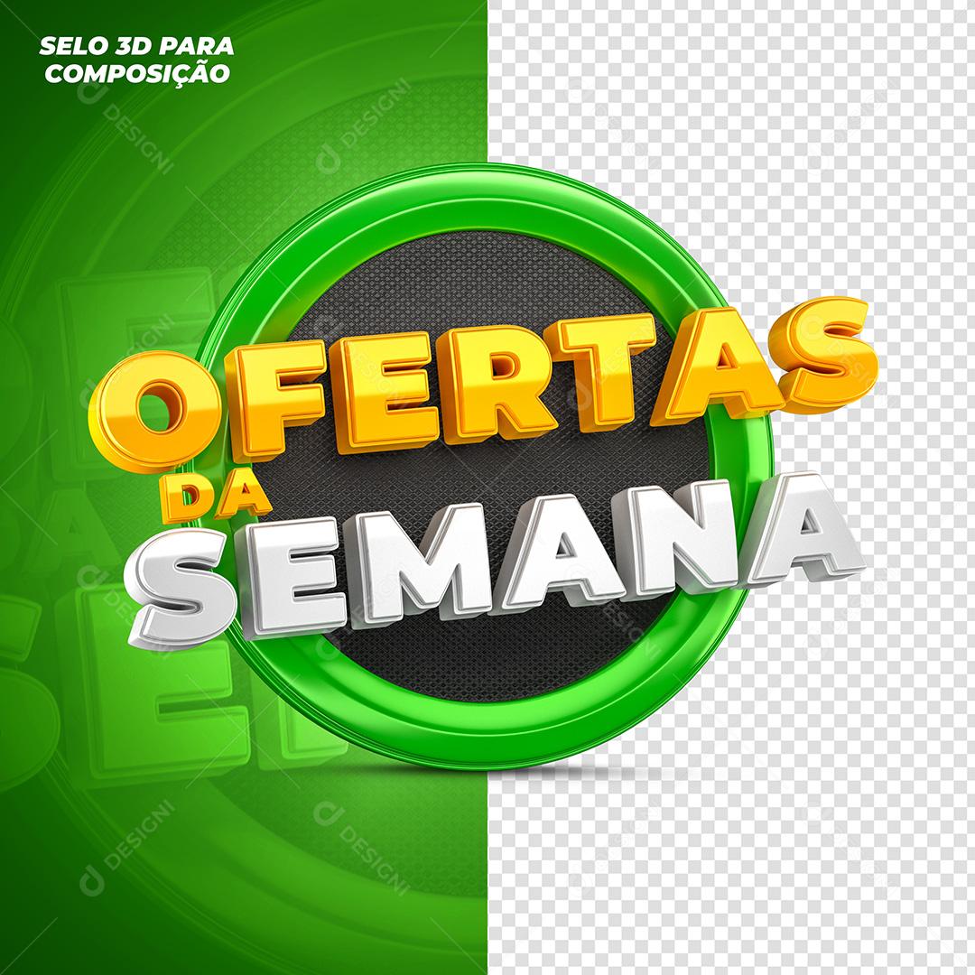 Selo 3D para Composição Ofertas da Semana Verde PSD