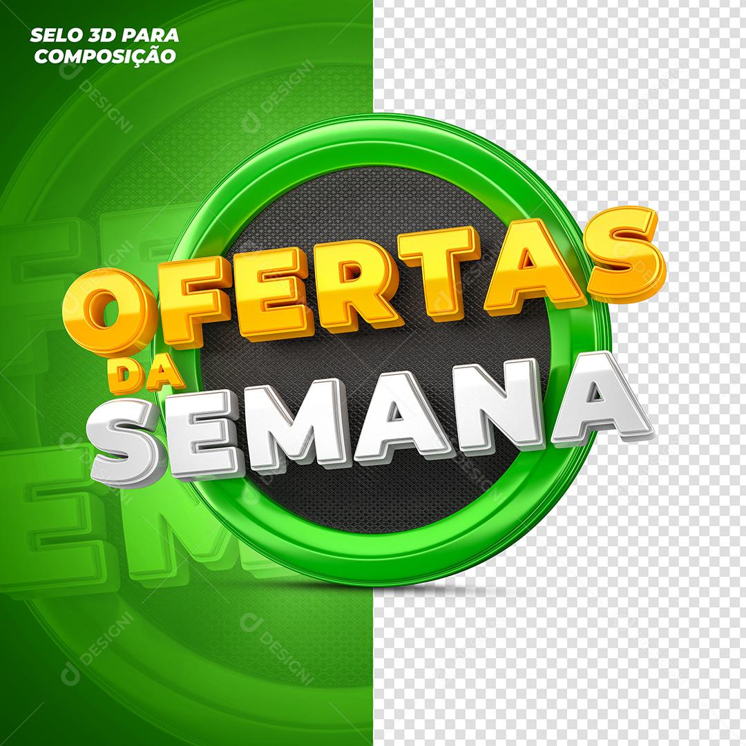 Selo 3D para Composição Ofertas da Semana Verde PSD
