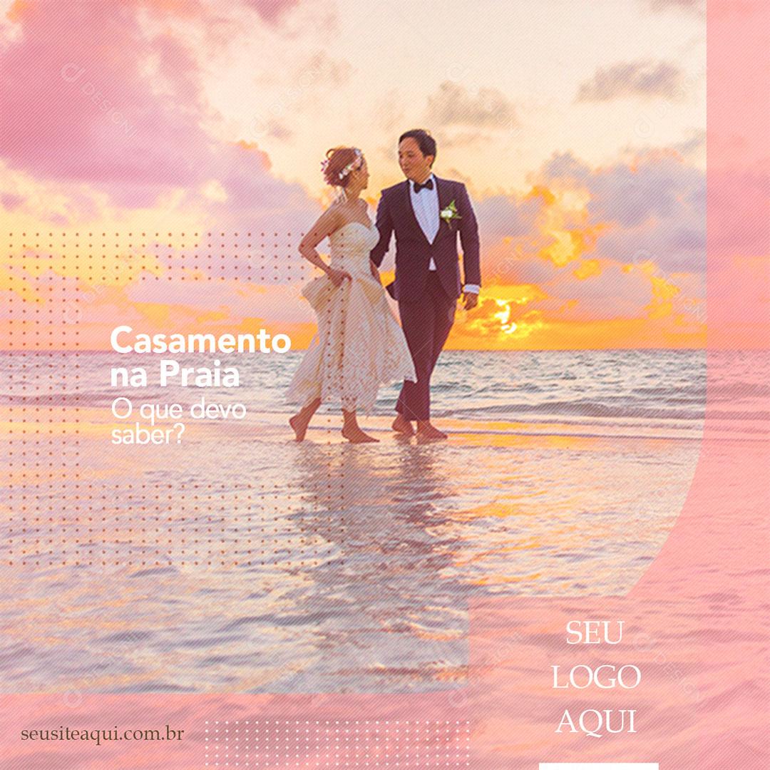 Post Feed Casamento na Praia Social Media PSD Editável