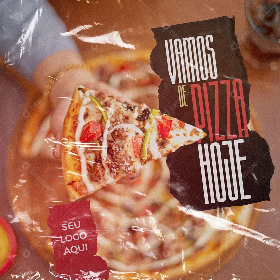 Post Feed Pizzaria Vamos de Pizza Hoje Social Media PSD Editável