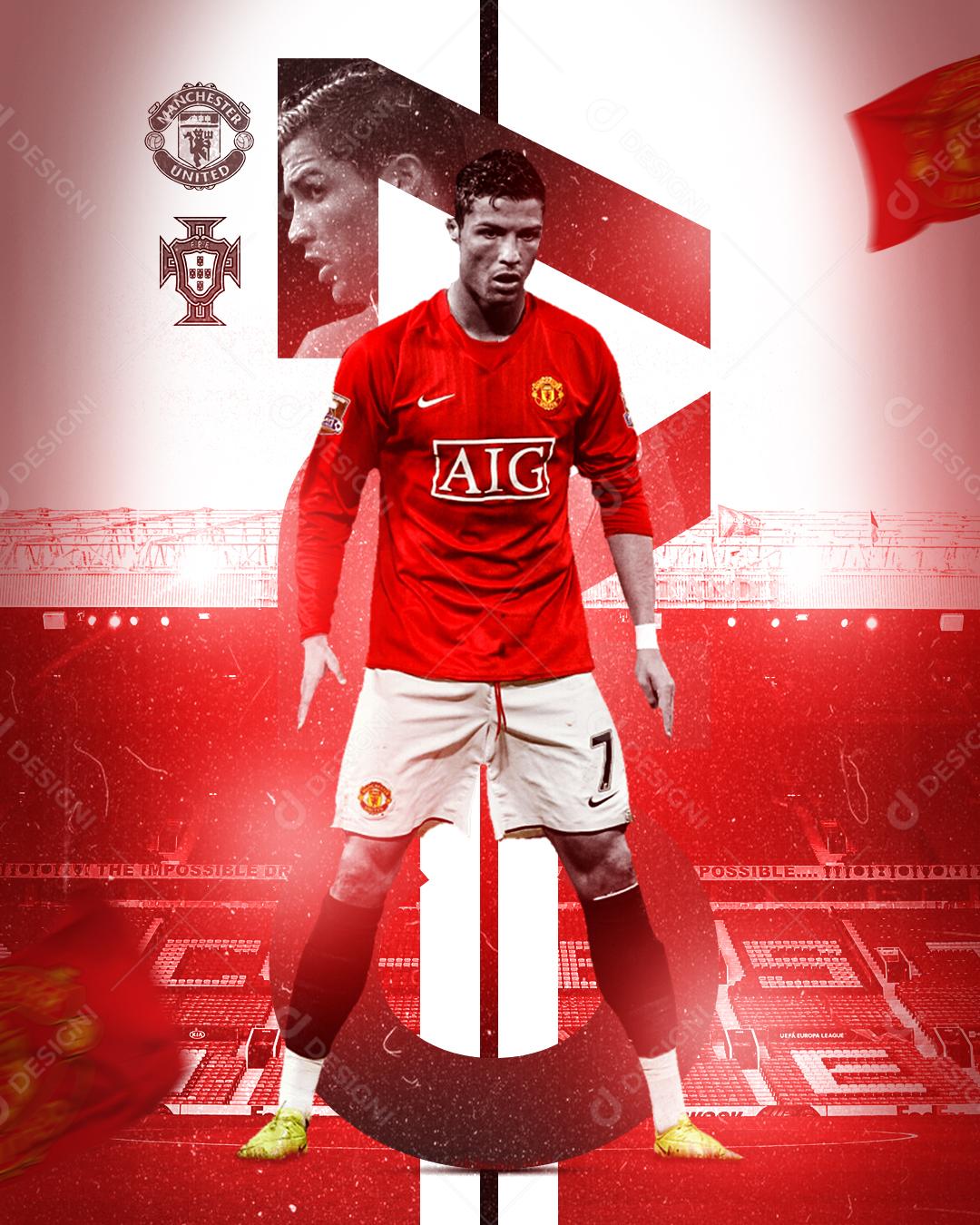 Flyer Jogador de Futebol Cristiano Ronaldo CR7 Social Media PSD Editável