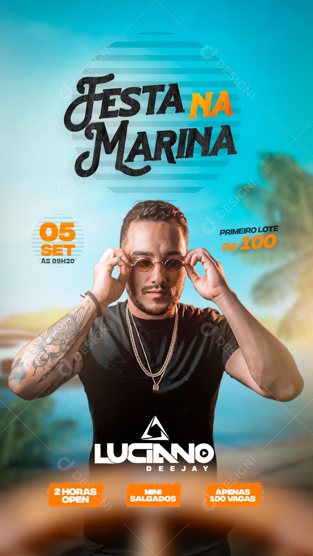 Flyer Festa na Marina Stories Social Media PSD Editável