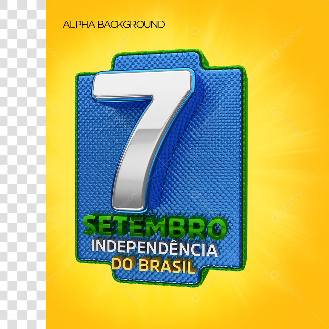 7 de Setembro Independência do Brasil Selo 3D Para Composição PNG Transparente