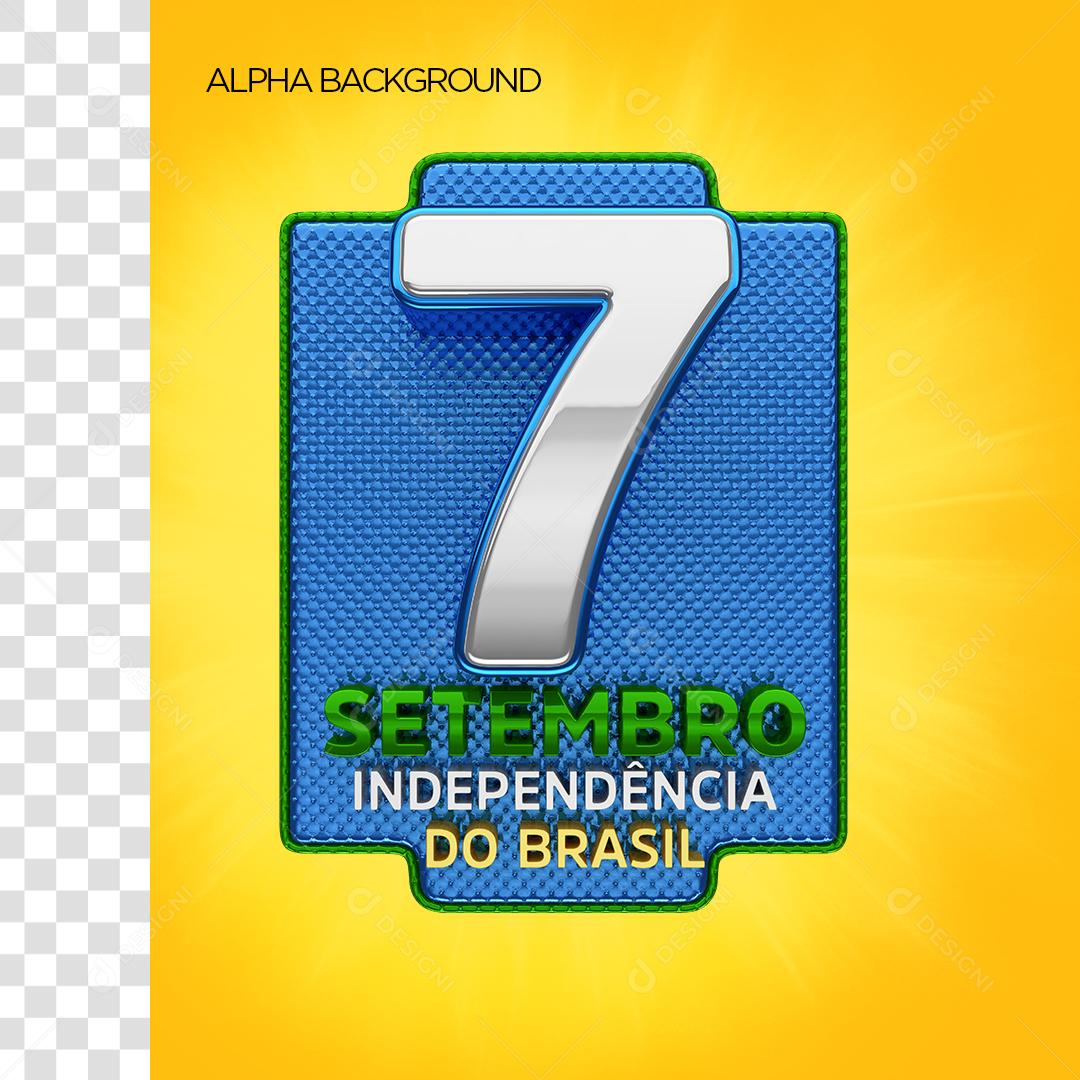 7 de Setembro Independência do Brasil Selo 3D Para Composição PNG Transparente