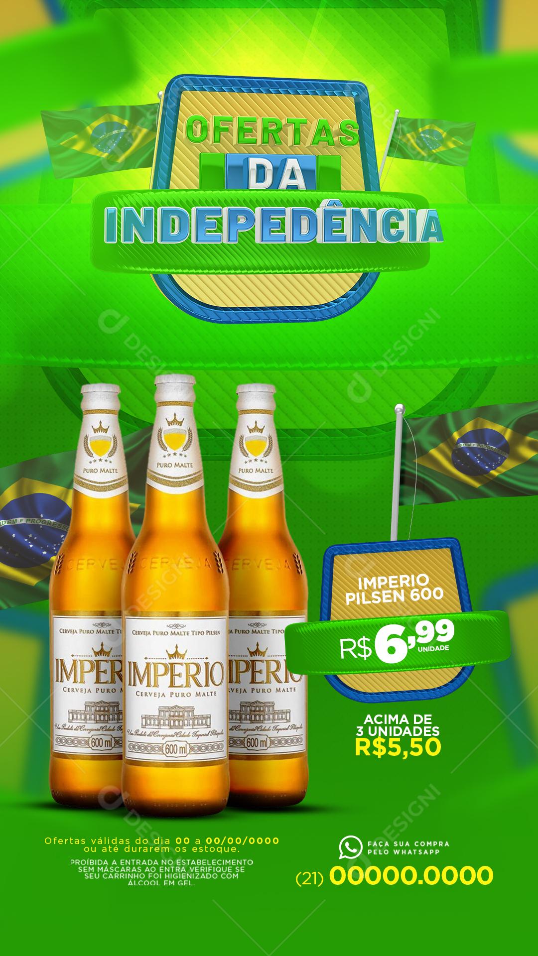 Post Story Ofertas da Independência Bebida Cerveja Social Media PSD Editável