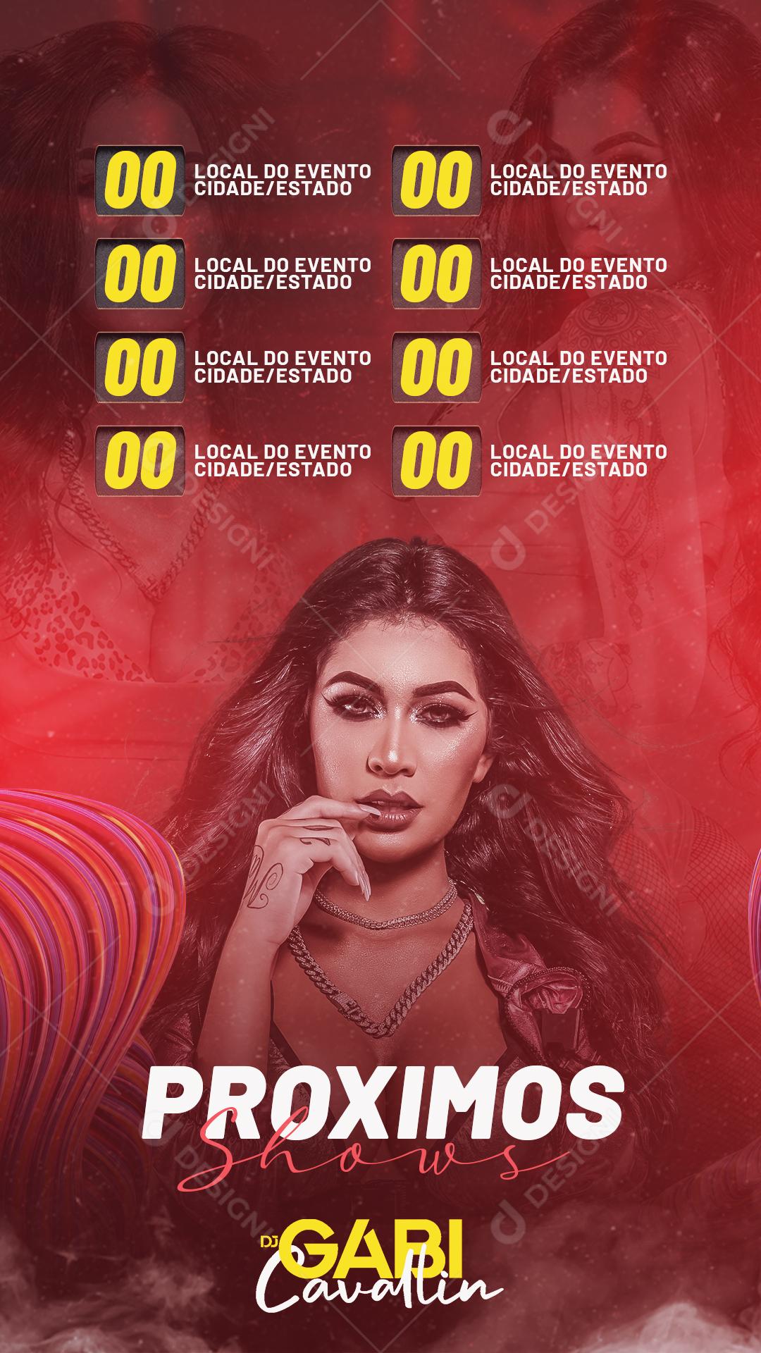 Flyer Story Agenda de Shows Gabi Cavallin Social Media PSD Editável