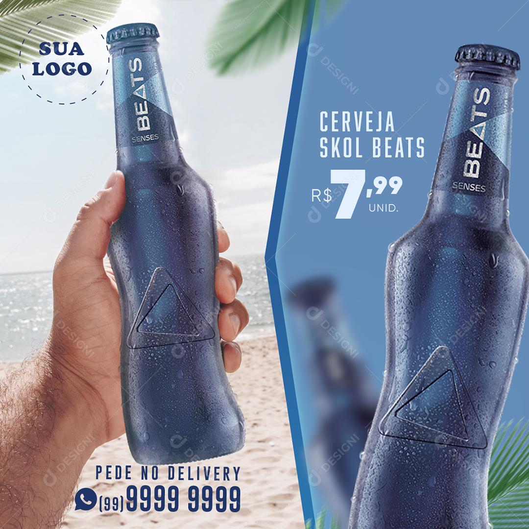 Post Feed Distribuidora Cerveja Skol Beats Social Media PSD Editável