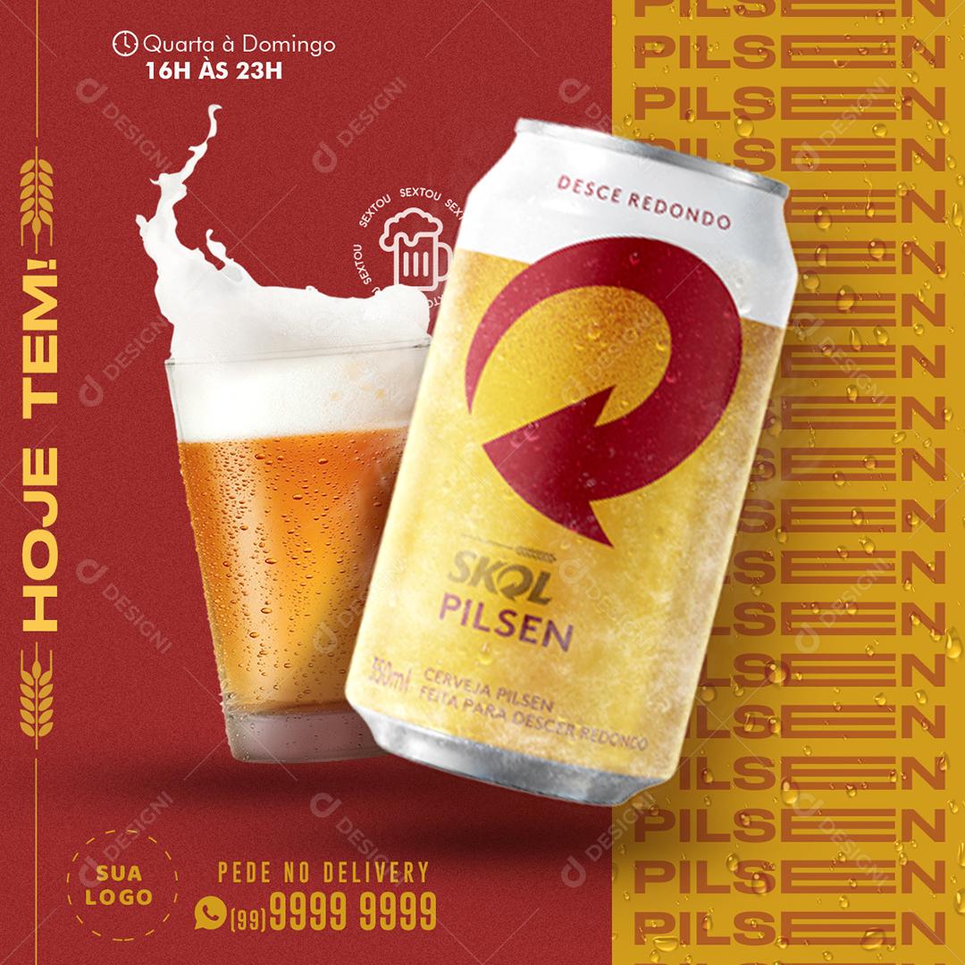 Post Feed Distribuidora Cerveja Skol Social Media PSD Editável