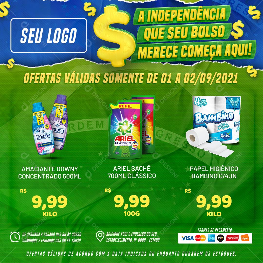 Post Feed Supermercado A Independência Que Seu Bolso Produto Social Media PSD Editável