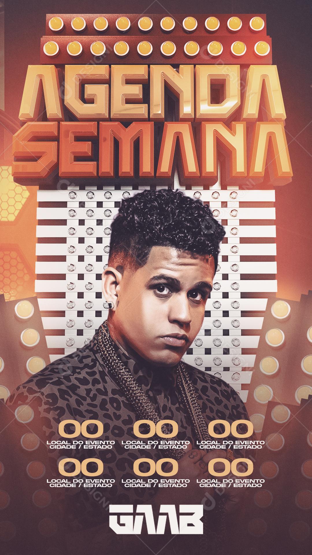 Flyer Agenda Shows Artista Gaab Social Media PSD Editável