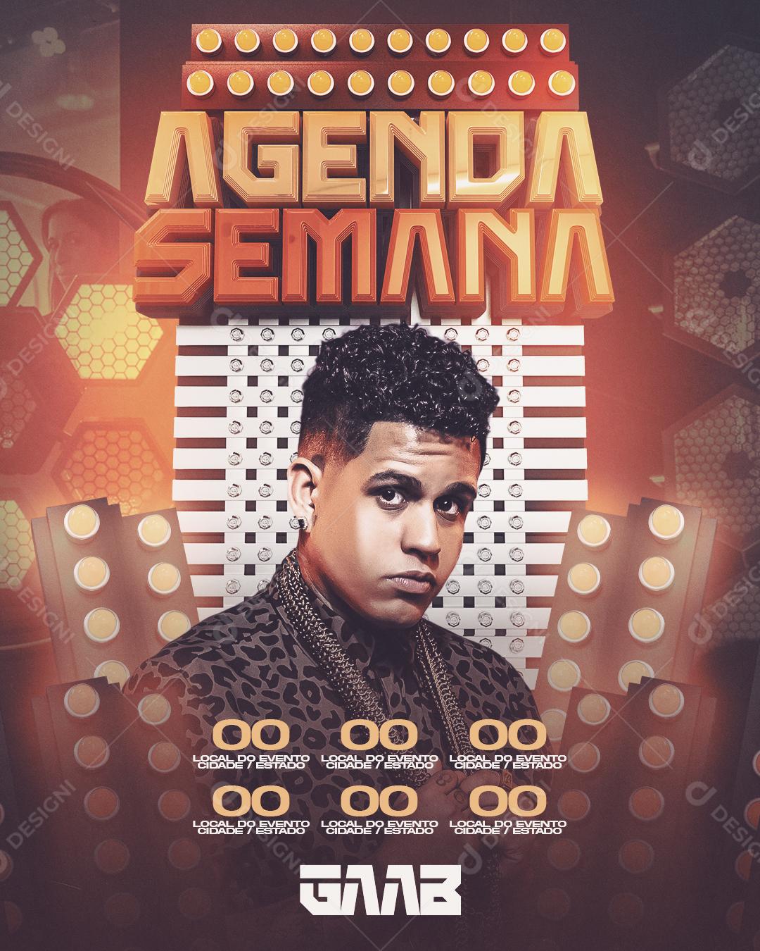 Flyer Agenda Shows Artista Gaab Social Media PSD Editável