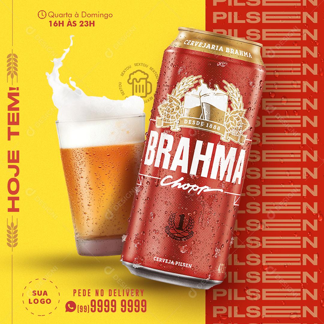 Post Feed Distribuidora Cerveja Brahma Social Media PSD Editável