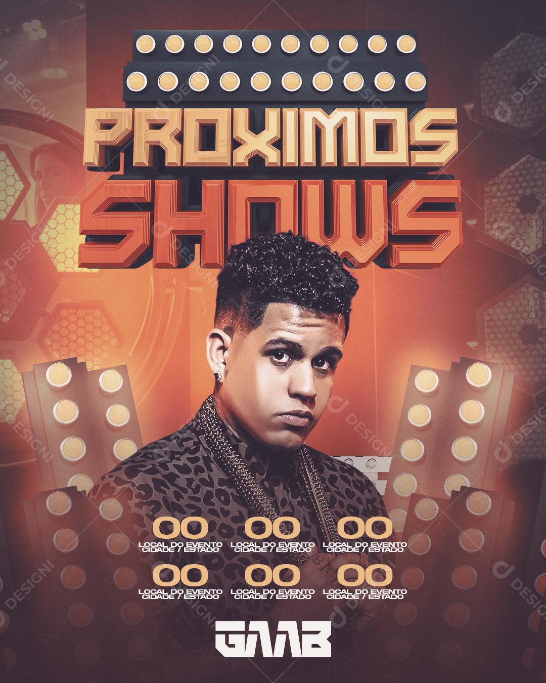 Flyer Proximos Shows Artista Gaab Social Media PSD Editável