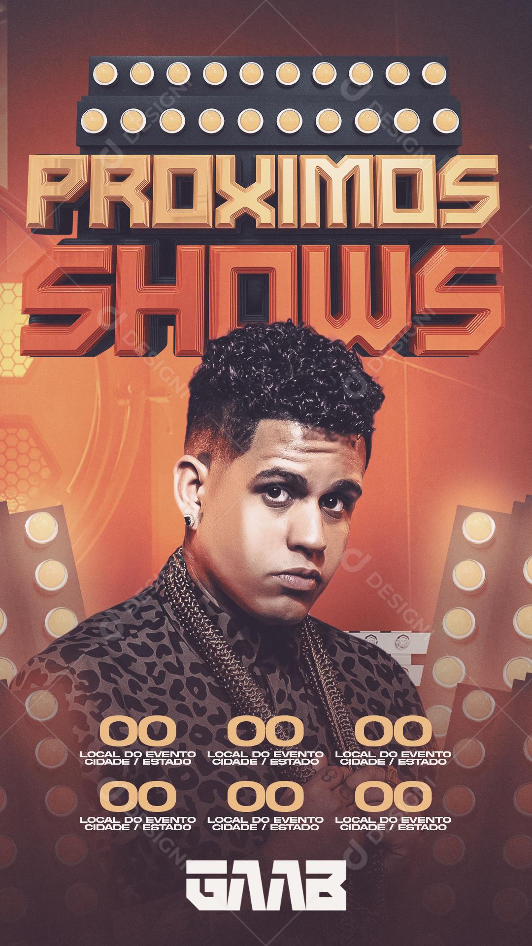 Flyer Proximos Shows Artista Gaab Social Media PSD Editável