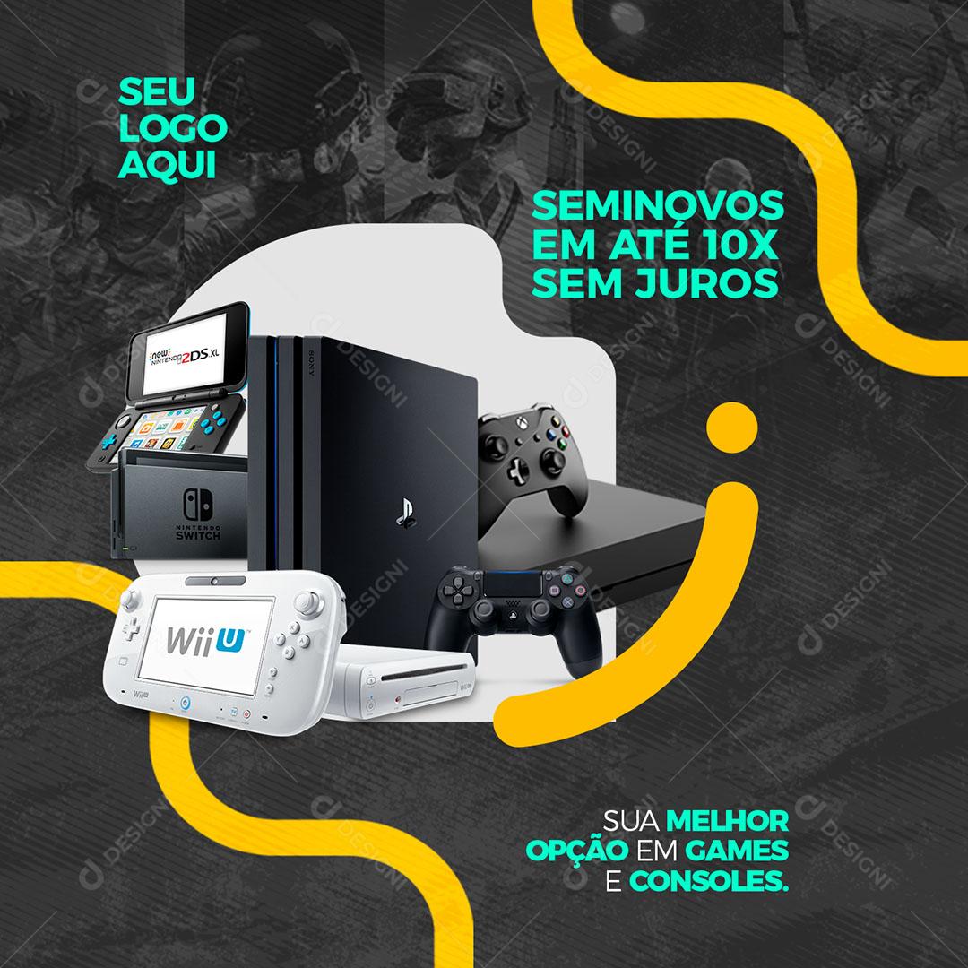 Sua Melhor Opção em Gamer e Console Produtos Semi Novos Social Media PSD Editável