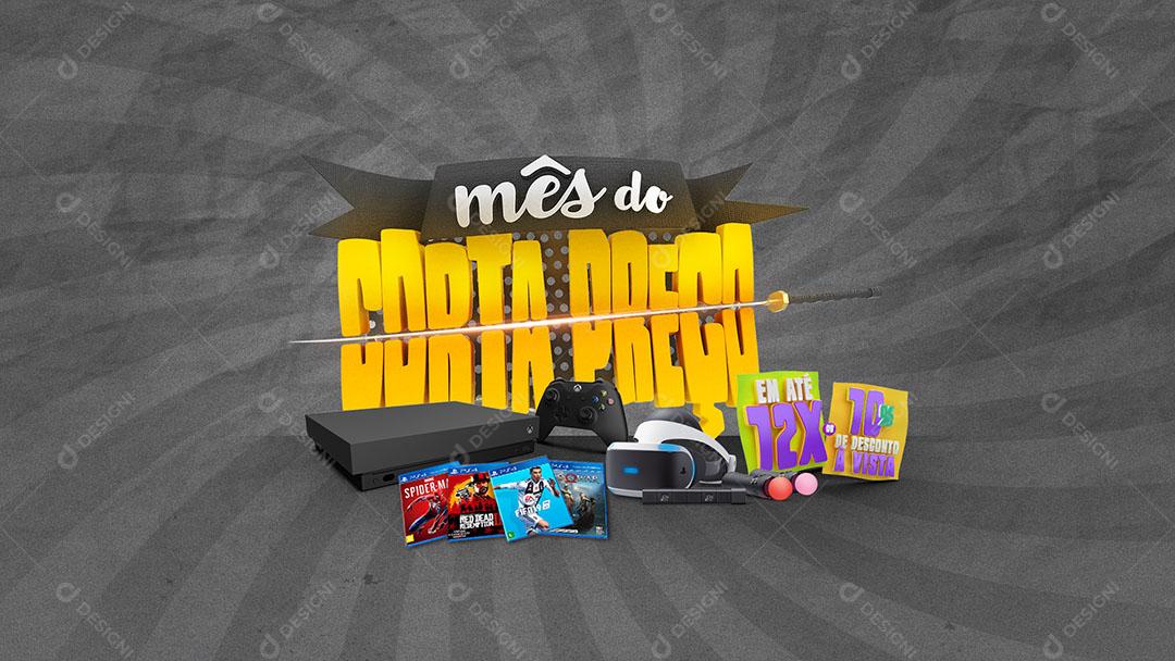 Post Banner Mês do Corta Preço Selo 3D Para Composição PSD Editável