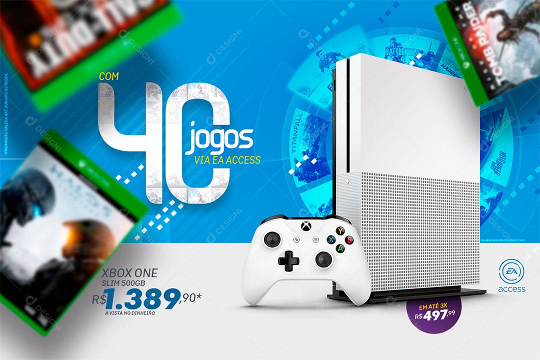 Post Banner Loja Produto Xbox One Com 40 Jogos Social Media PSD Editável