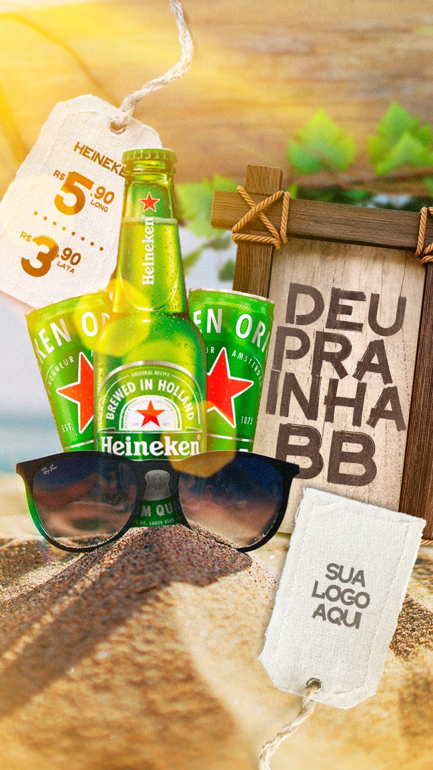 Post Story Distribuidora Deu Prainha BB Bebidas Social Media PSD Editável