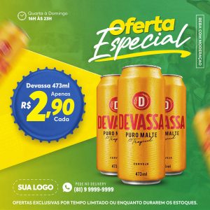 Oferta Especial Social Media PSD Editável Cerveja Devassa