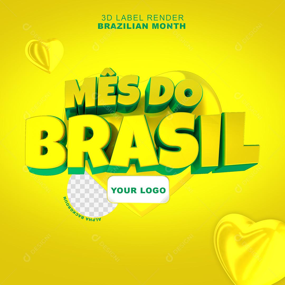 Selo 3D para Composição Mês do Brasil PSD