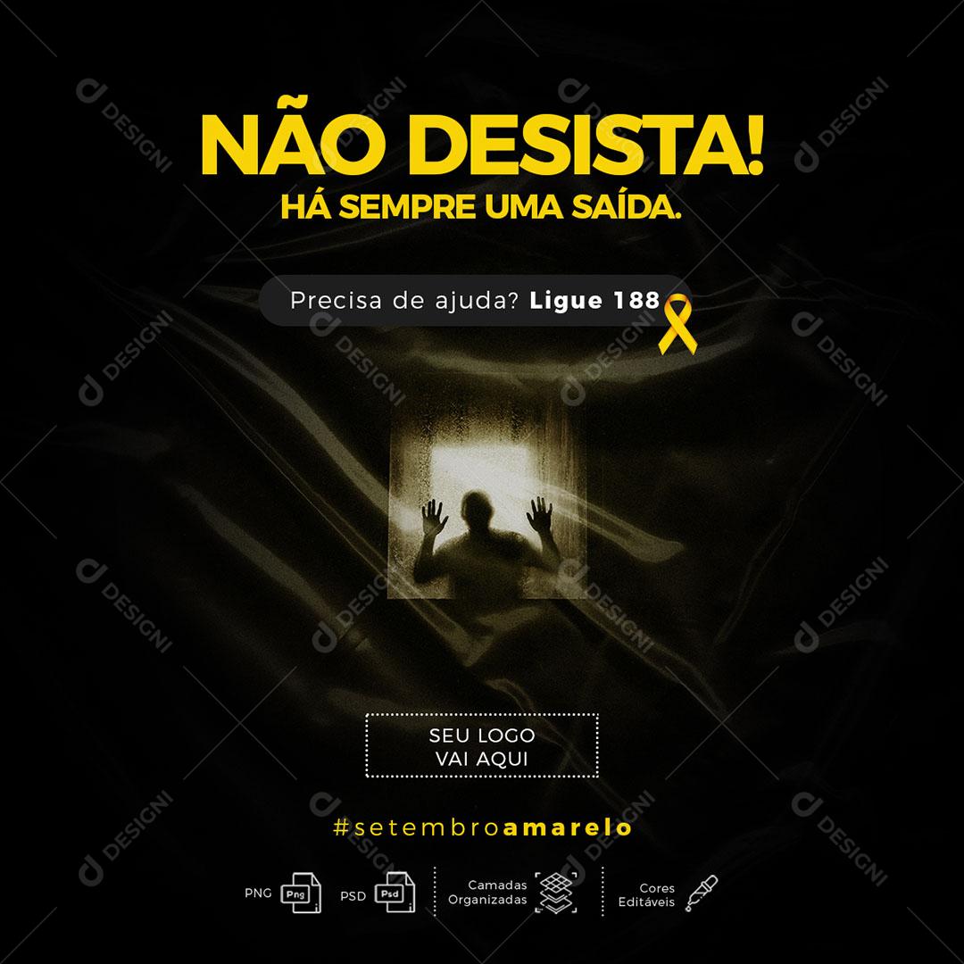 Post Feed Commemorative Date September Yellow Don't Give Up Social Media Editable PSD