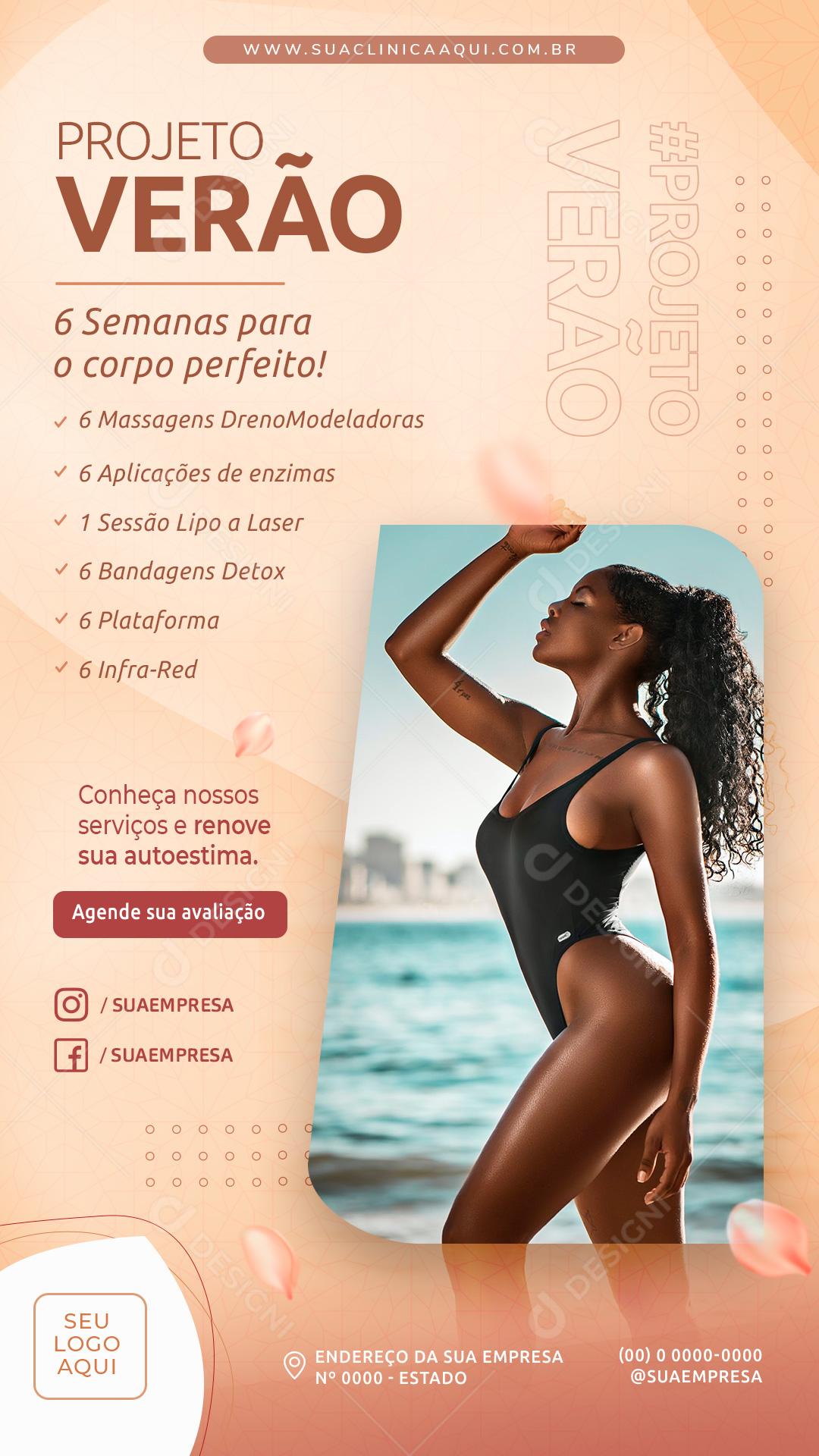 Projeto Verão 6 Semanas Para O Corpo Perfeito Social Media PSD Editável