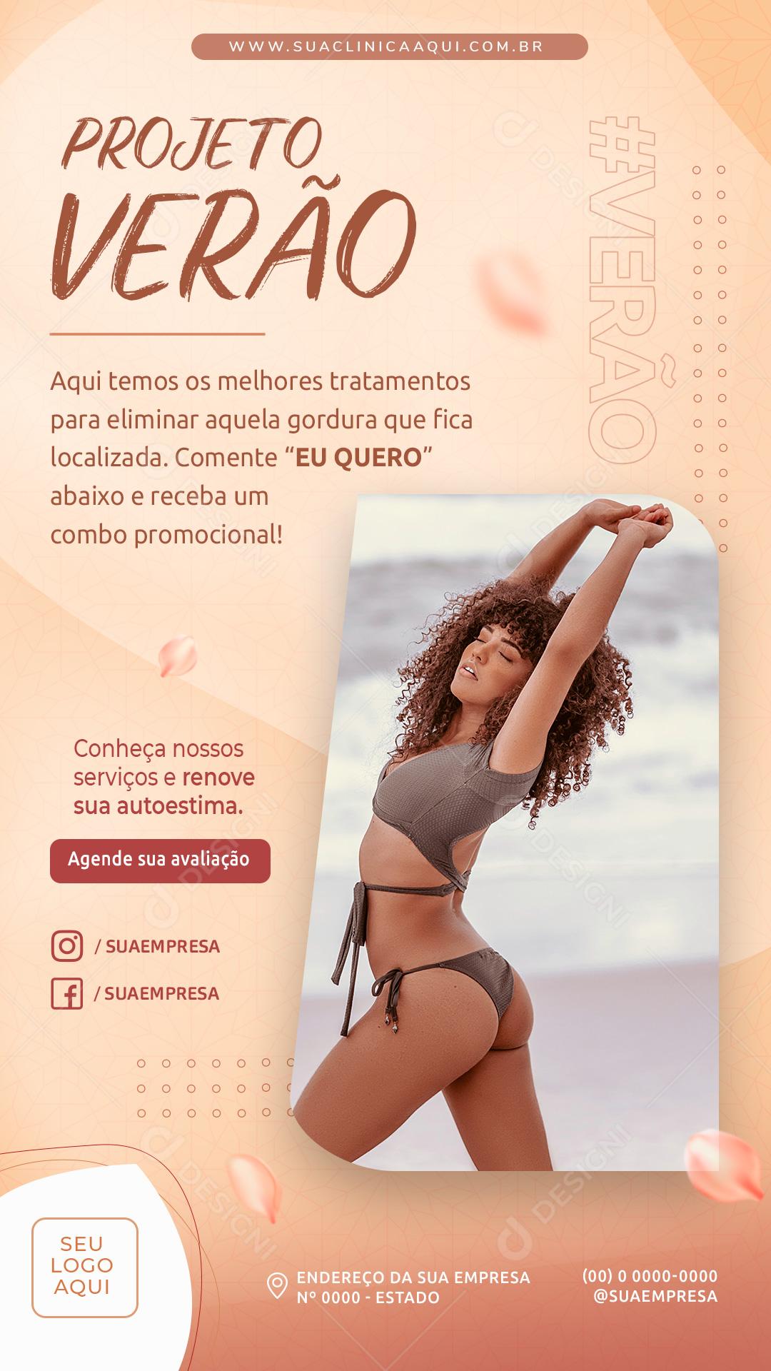 Projeto Verão melhores tratamentos Social Media PSD Editável